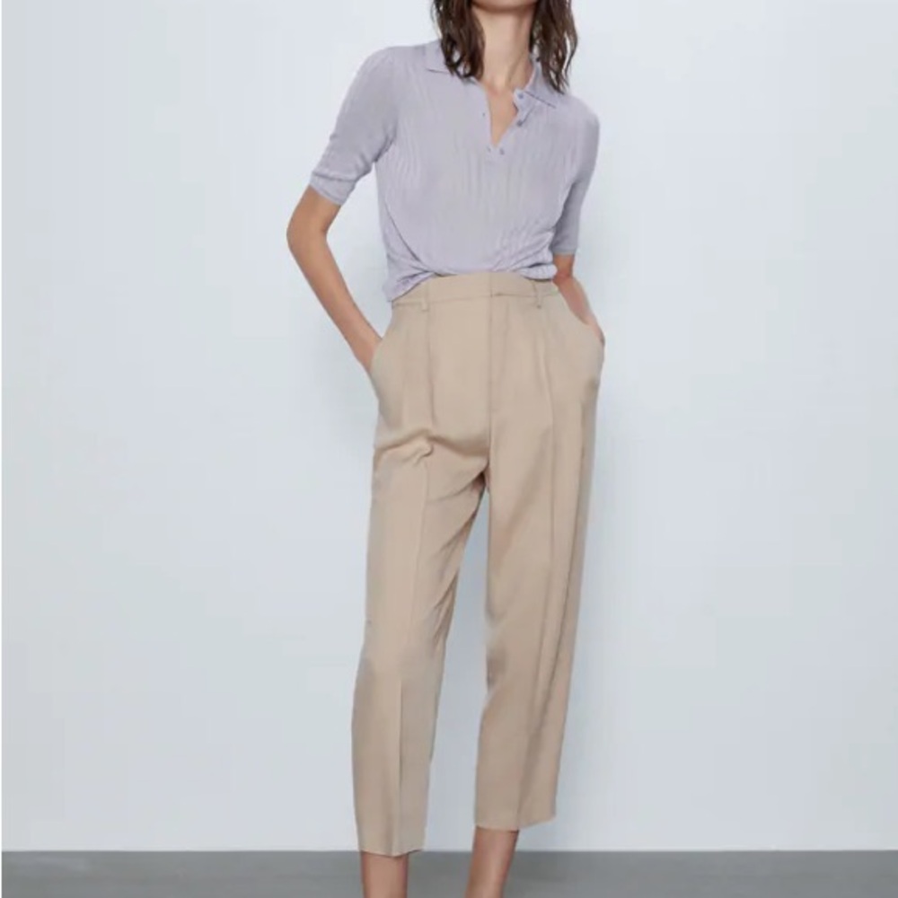 Zara Beige Cropped Women's Pants